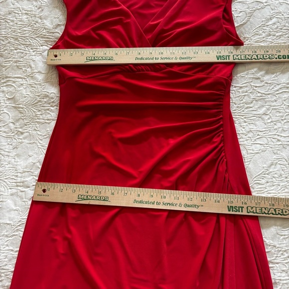 Lauren Ralph Lauren Barolo Red Ruched Empire-Waist Cap-Sleeve‎ Dress size 10 - Picture 7 of 12